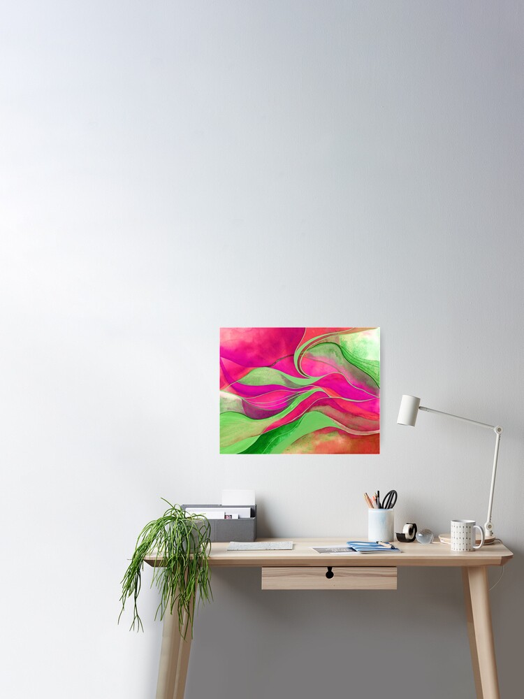 Tableau abstrait - peinture moderne - fleur vert 80X60, peinture acrylique,  pièce unique signée: DeeWee