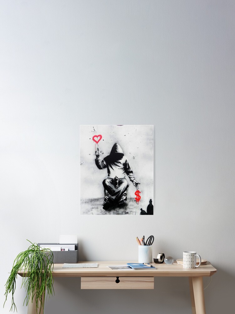 Thumbnail 2 of 3, Poster, Love Over Money Banksy designed and sold by Teecha.