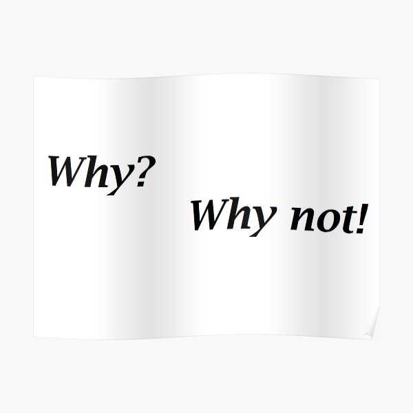 "Why? Why not!" Poster for Sale by MiaRose85 Redbubble