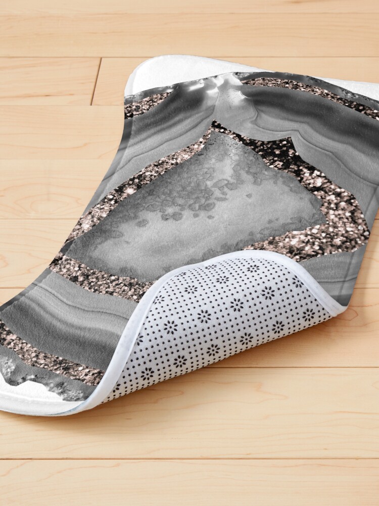 Alternate view of Gray Agate Rose Gold Glitter Glam #1 (Faux Glitter) #gem #decor #art Pet Mat