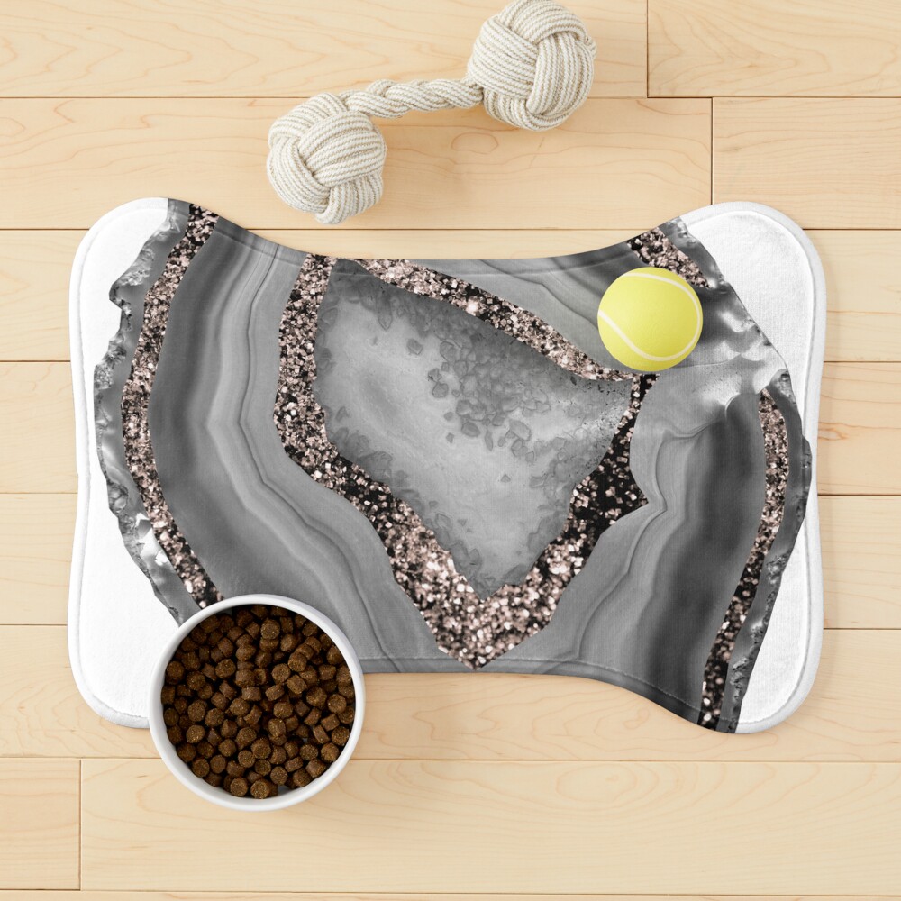 Gray Agate Rose Gold Glitter Glam #1 (Faux Glitter) #gem #decor #art Pet Mat