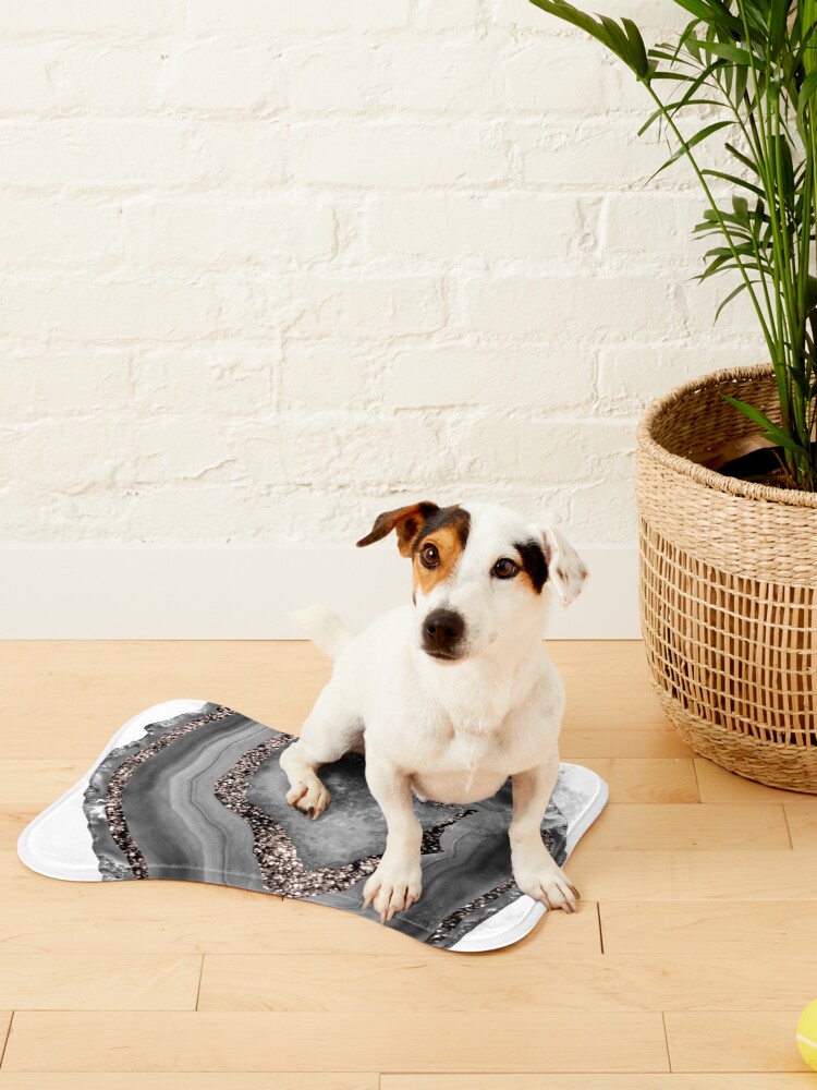 Alternate view of Gray Agate Rose Gold Glitter Glam #1 (Faux Glitter) #gem #decor #art Pet Mat