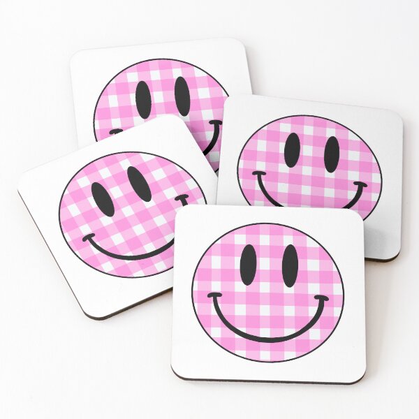 Item preview, Pink Gingham Smiley Face designed and sold by elizabethpivec.