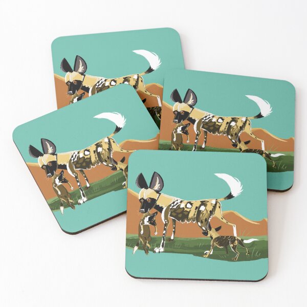 Item preview, African Wild Dog mom with puppies designed and sold by belettelepink.