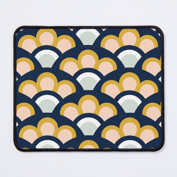 Item preview, Flower Power Seigaiha Wave – Marigold & Mint designed and sold by Cat Coquillette.