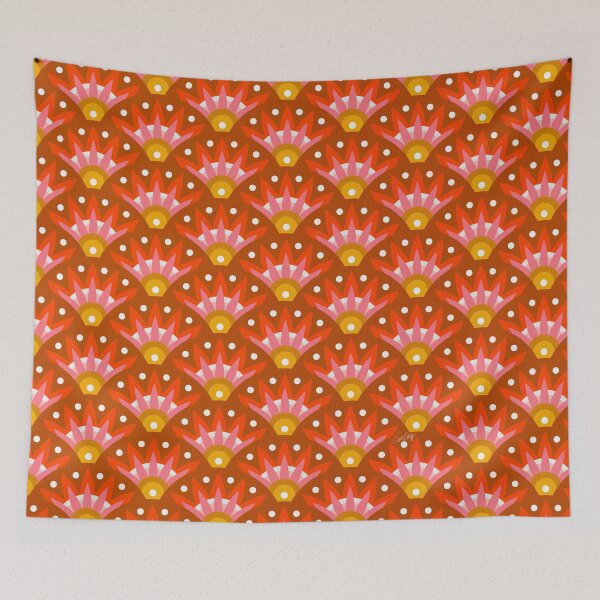 Item preview, Sunshine Power Seigaiha Wave – Retro Ochre designed and sold by Cat Coquillette.