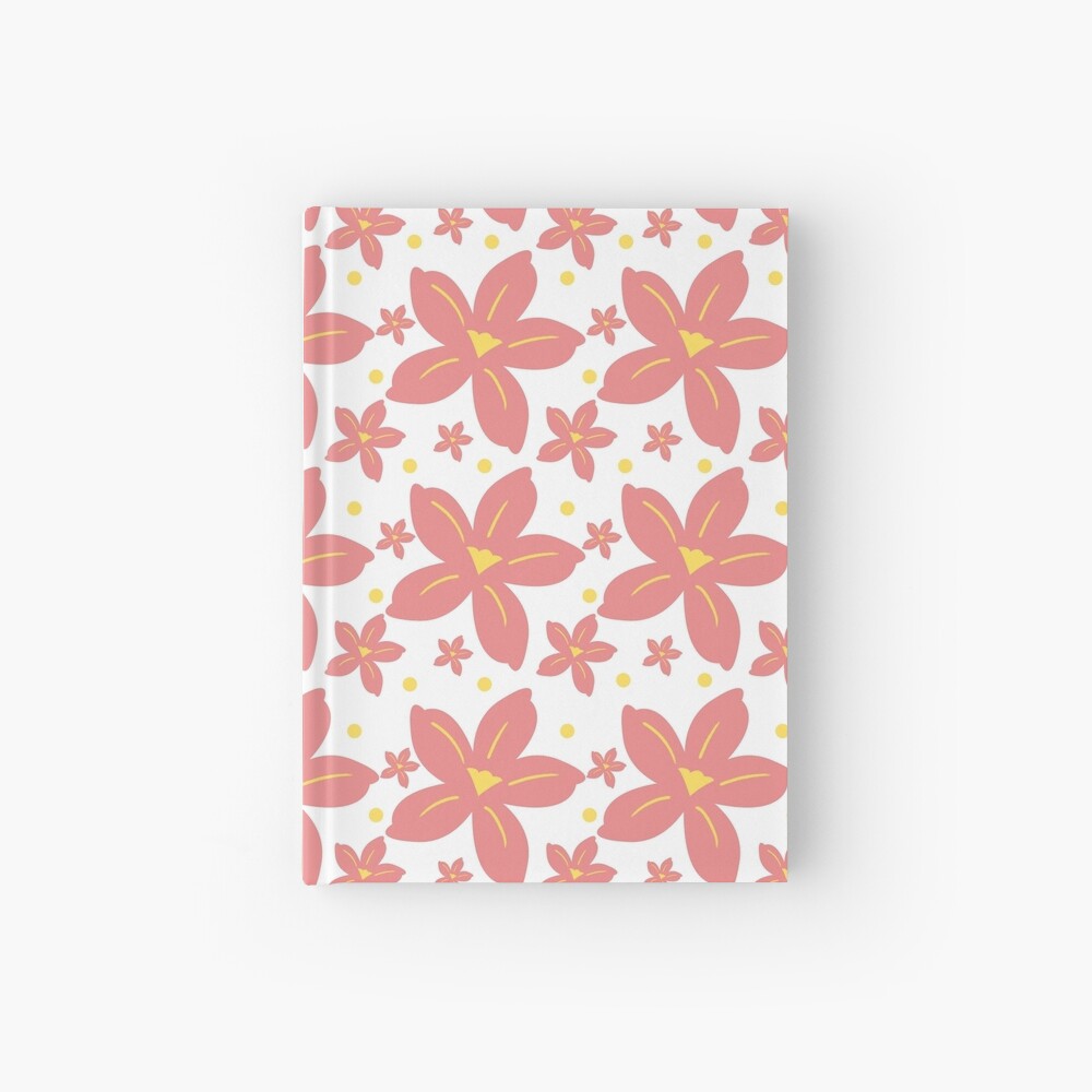 Peach Pink & Yellow Floral Grid Hardcover Journal