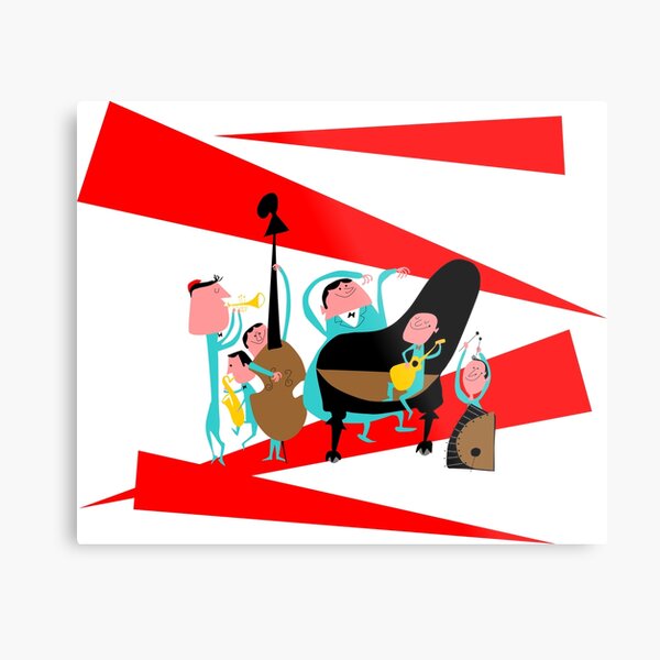 COOL MID CENTURY MODERN JAZZ BAND ILLUSTRATION Metal Print