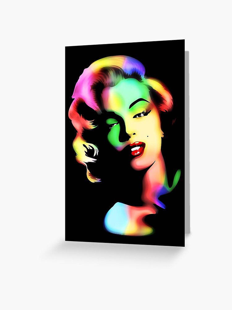 Thumbnail 1 of 2, Greeting Card, Marilyn Monroe Rainbow Colors designed and sold by BluedarkArt.