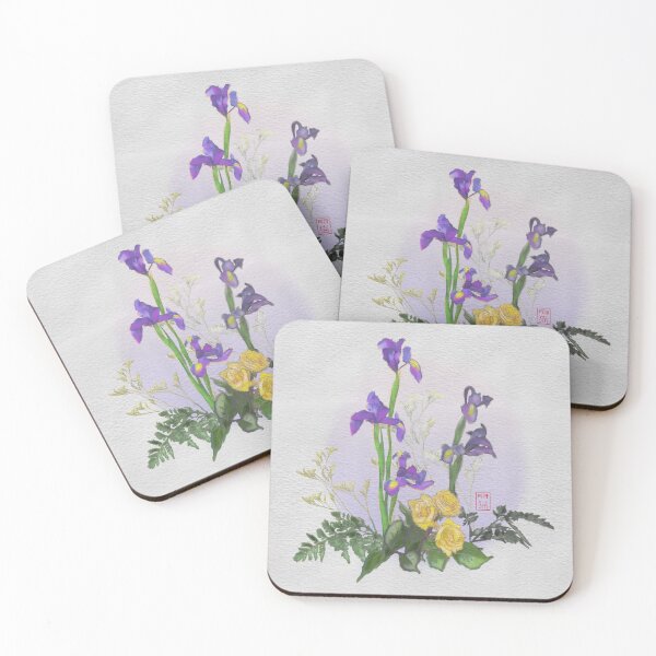 Item preview, Pretty iris ikebana watercolor flowers designed and sold by CuisineCat.