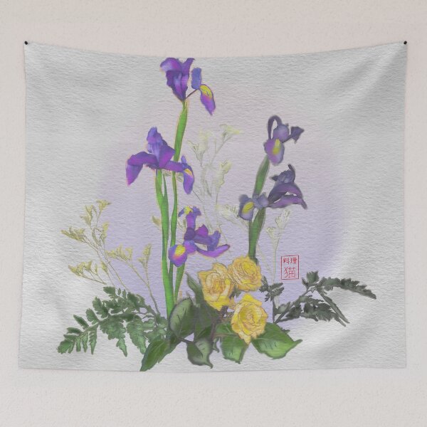 Item preview, Pretty iris ikebana watercolor flowers designed and sold by CuisineCat.