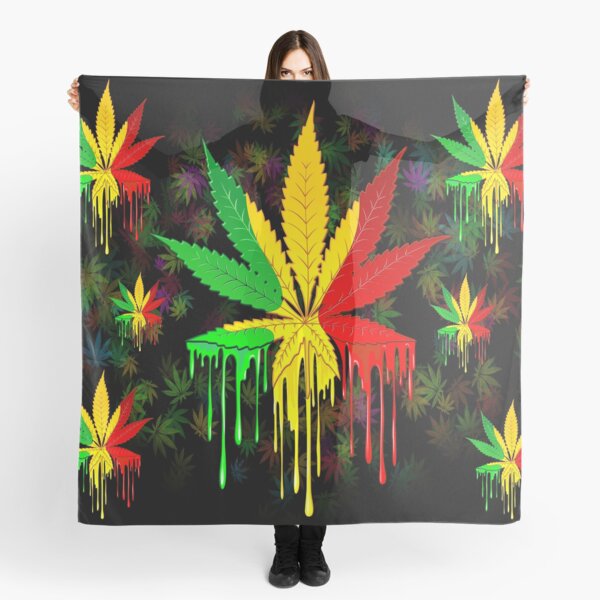 Leaf Rasta Colors Dripping Paint Scarf