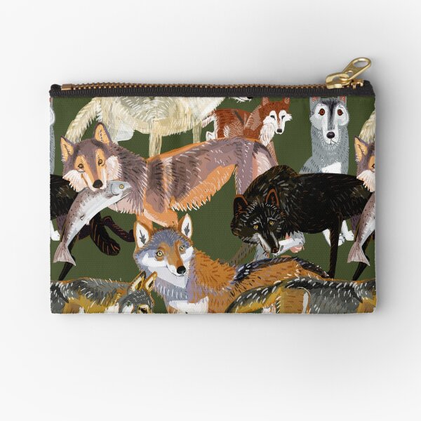 Wolf pattern in green Zipper Pouch