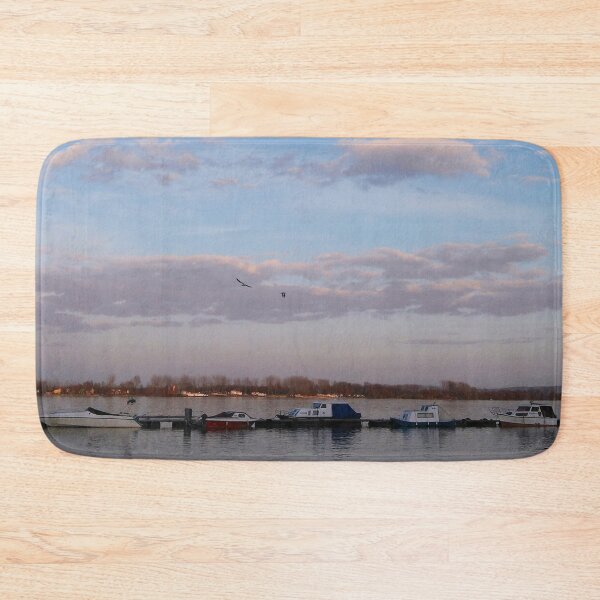 Item preview, Blue Sky With Clouds And River Boats designed and sold by The Glasses Girl.