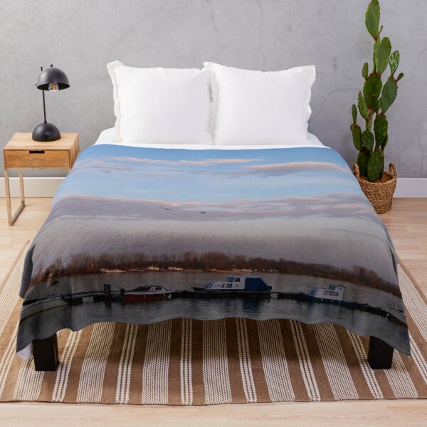 Item preview, Blue Sky With Clouds And River Boats designed and sold by The Glasses Girl.