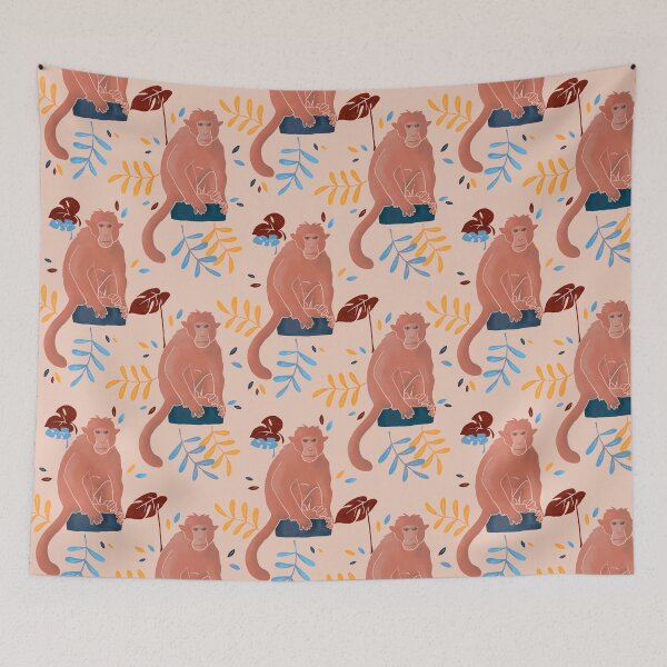 Item preview, Orange Rhesus Macaque Monkey Pattern  designed and sold by illustrations by debs.