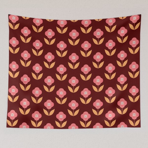 Item preview, estampado de flores retro designed and sold by Papergrape.