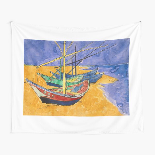 Vincent Van Gogh barcos en la playa Tela decorativa