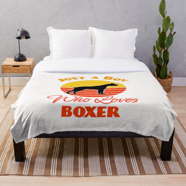 Aperçu de l'œuvre Juste un garçon qui aime Boxer chien chiot amant mignon Sunser rétro drôle créée et vendue par Meteor77.