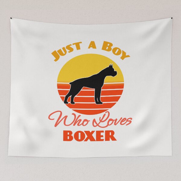 Item preview, Just a Boy Who Loves Boxer Dog puppy Lover Cute Sunser Retro Funny designed and sold by Meteor77.