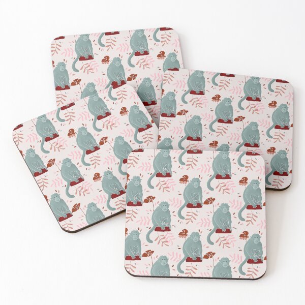 Item preview, Teal Rhesus Macaque Monkey Pattern designed and sold by illustrations by debs.
