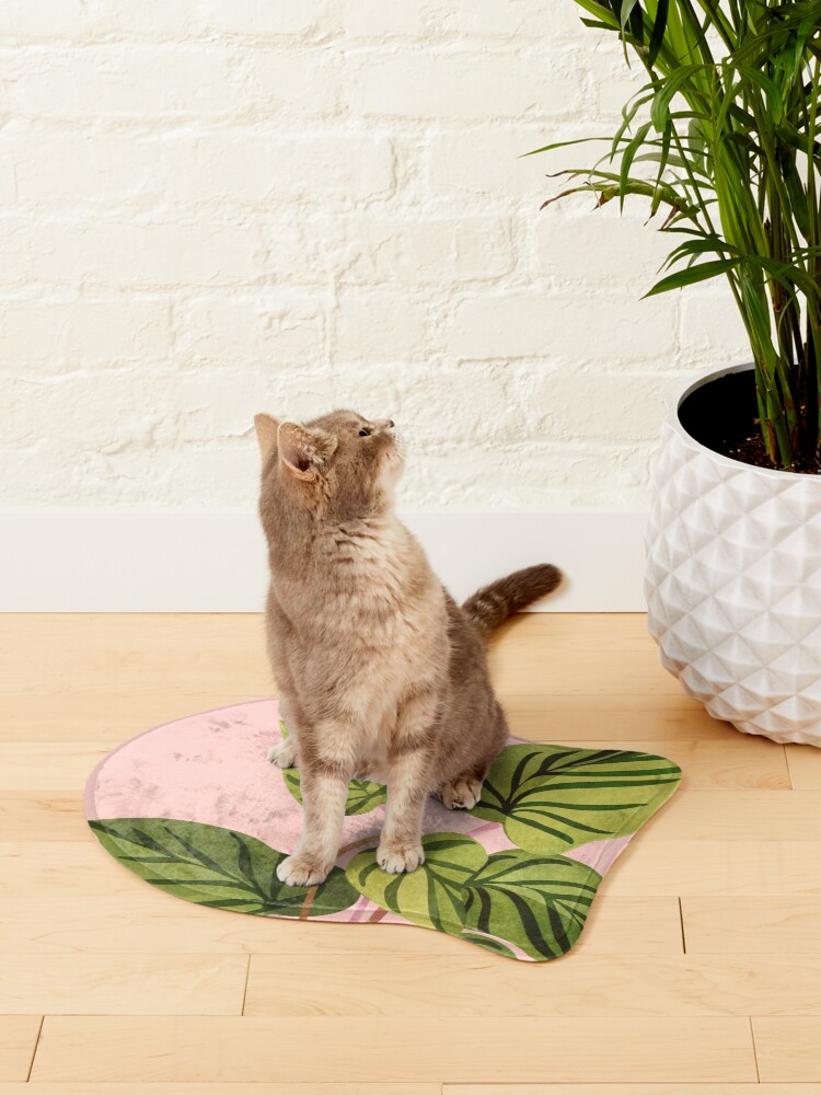 Alternate view of Tropical Rising Pink and Green Plant Pet Mat