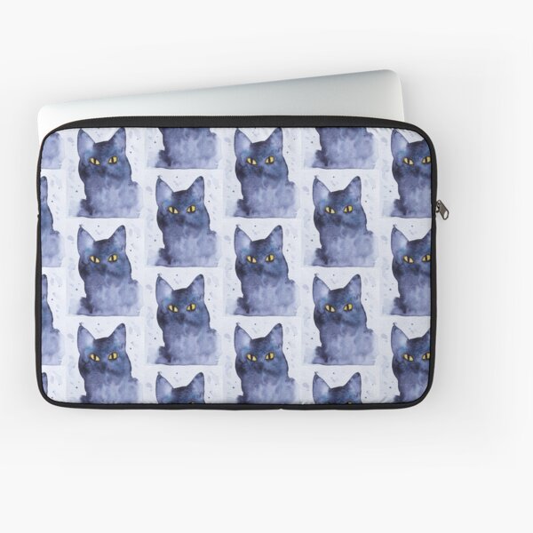 Black Cat in watercolour Laptop Sleeve