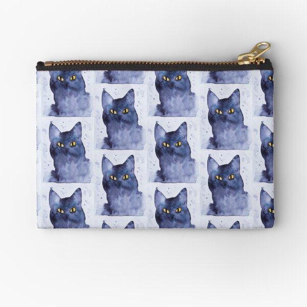 Black Cat in watercolour Zipper Pouch