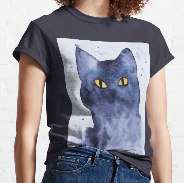 Black Cat in watercolour Classic T-Shirt