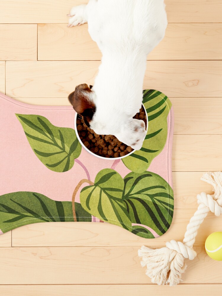 Pet Mat, Tropical Rising Pink and Green Plant designed and sold by moderntropical