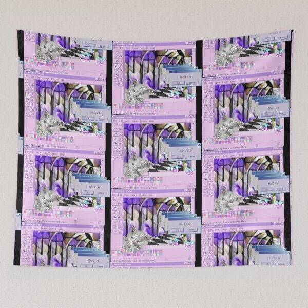 Item preview, Vaporwave white cat in the pc   designed and sold by Cyberomiz.