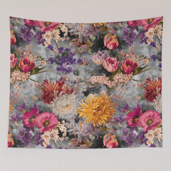 Item preview, Stylish floral pattern paradise, roses and flowers, botanical pattern, flowers illustration, plants pattern, grey floral designed and sold by ZeinabTaha.
