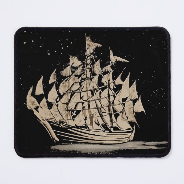 Item preview, drawing illustration of a galleon on a black background designed and sold by Cyberomiz.