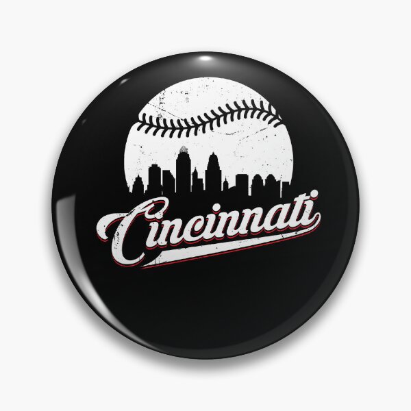 Artikelvorschau, Vintager Cincinnati-Skyline-Stadt-Baseball-Sport entworfen und verkauft von Dressed For Duty.