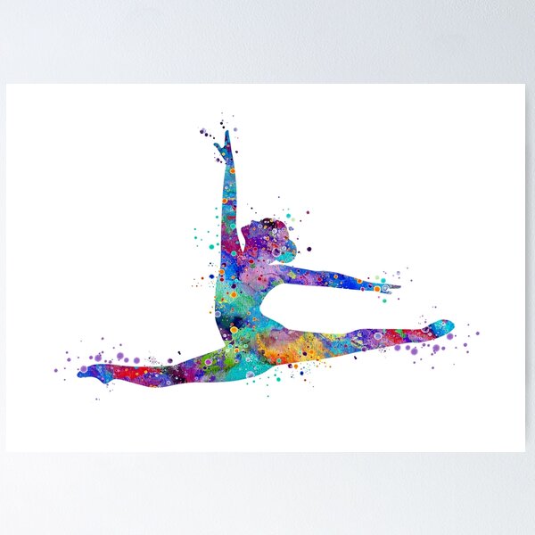 Artikel-Vorschau von Mädchen Gymnastik Twine Aquarell Sport Geschenk, designt und verkauft von LotusGifts.