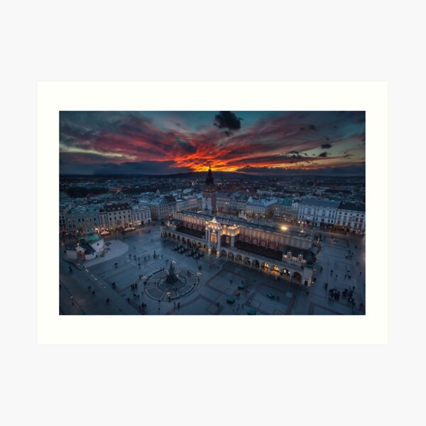 Krakow - Main Square at sunset Art Print