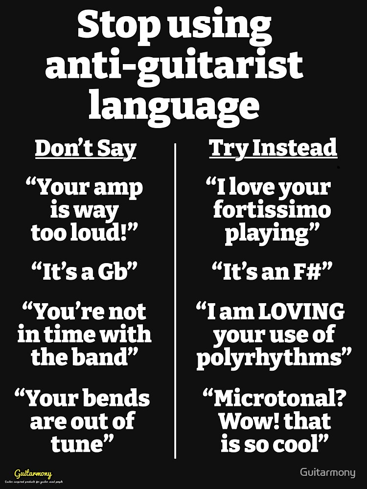 Anti-Guitarist Language - White Text by Guitarmony