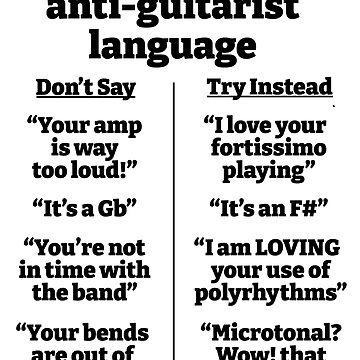 Artwork thumbnail, Anti-Guitarist Language - Black Text - Guitarmony by Guitarmony