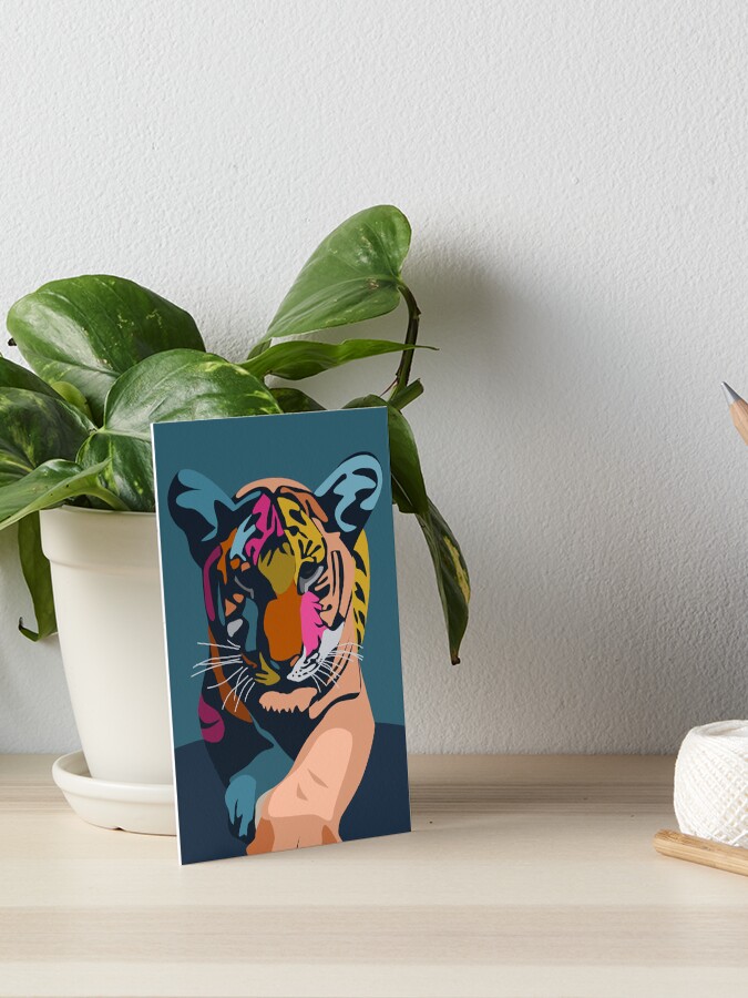 Aperçu 1 sur 2. Impression rigide avec l'œuvre Tigre coloré créée et vendue par emiliewhite.
