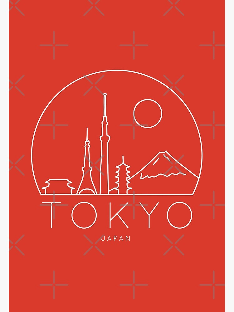 "Minimalist Tokyo Japan Skyline Lineart Color" Poster for Sale by