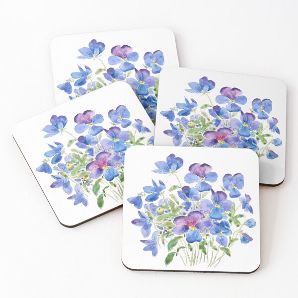 Item preview, hand painted purple pansies bunch designed and sold by ColorandColor.