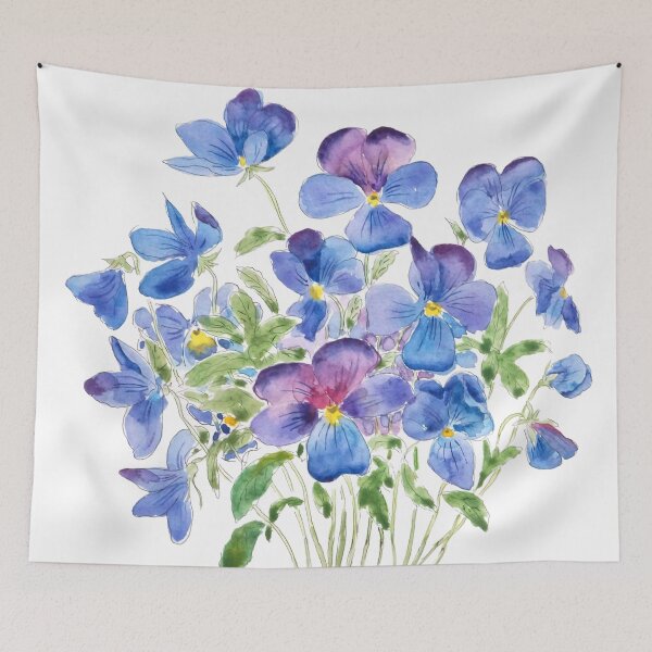 Item preview, hand painted purple pansies bunch designed and sold by ColorandColor.