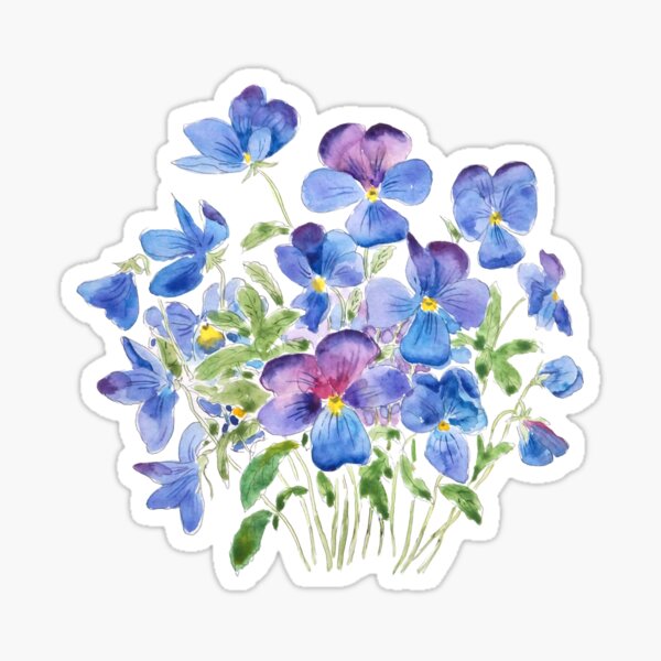 Item preview, hand painted purple pansies bunch designed and sold by ColorandColor.
