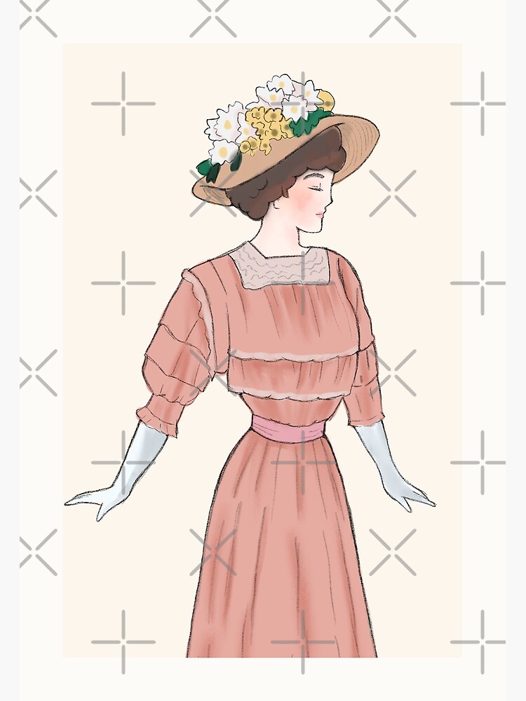 Cute 1900s Edwardian Watercolor Fashion Illustration" Photographic Print  for Sale by MariOyama | Redbubble