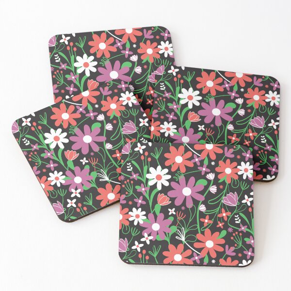 Item preview, Boho Bright Spring Flowers on Black designed and sold by VintageStyle.