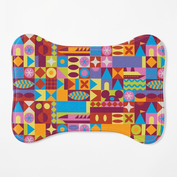 Retro Color Blocks Dog Mat