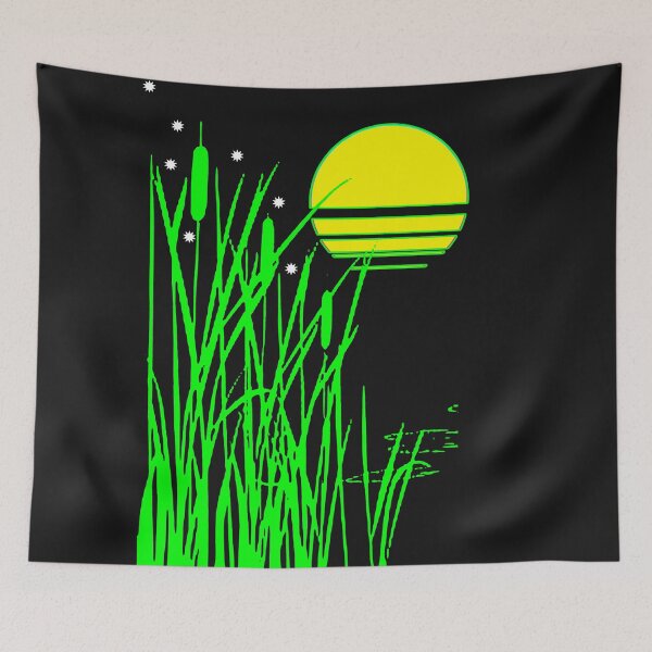 Item preview, Cat Tail Pond Moon Star Wet Lime Yellow designed and sold by montezwalls.