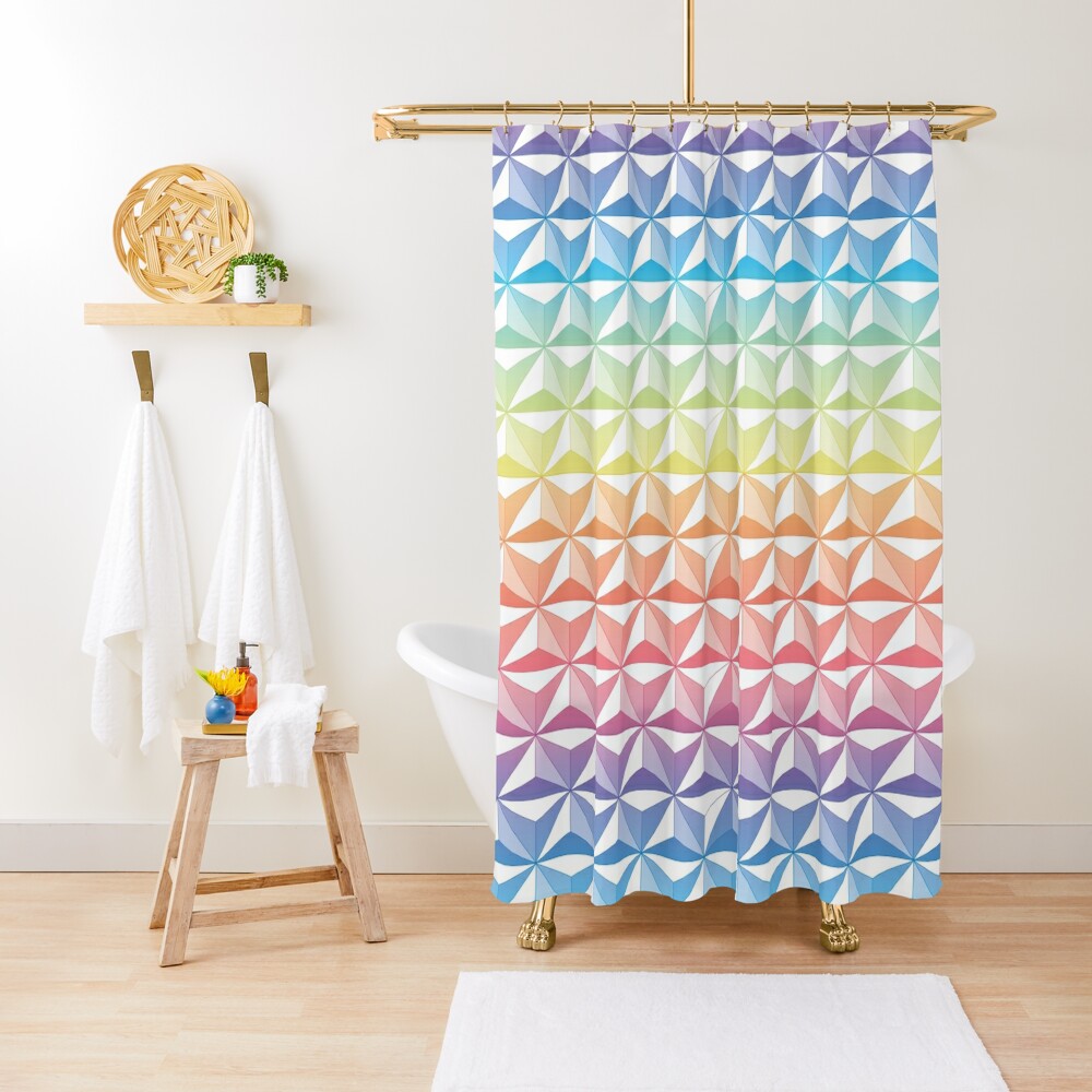 Disover Geodesic Sphere, Rainbow | Shower Curtain