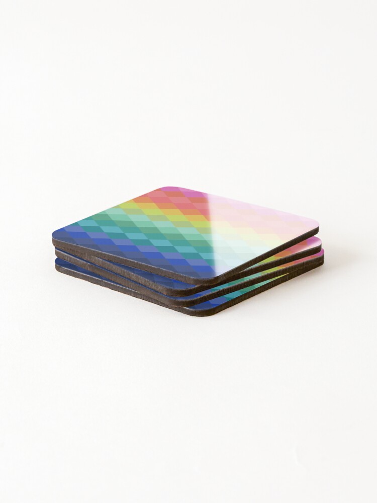 Thumbnail 4 of 5, Coasters (Set of 4), Mod Diamond Rainbow Pattern designed and sold by JuneJournal.