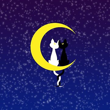 Artwork thumbnail, Cats in love on the moon by SilveryDreams